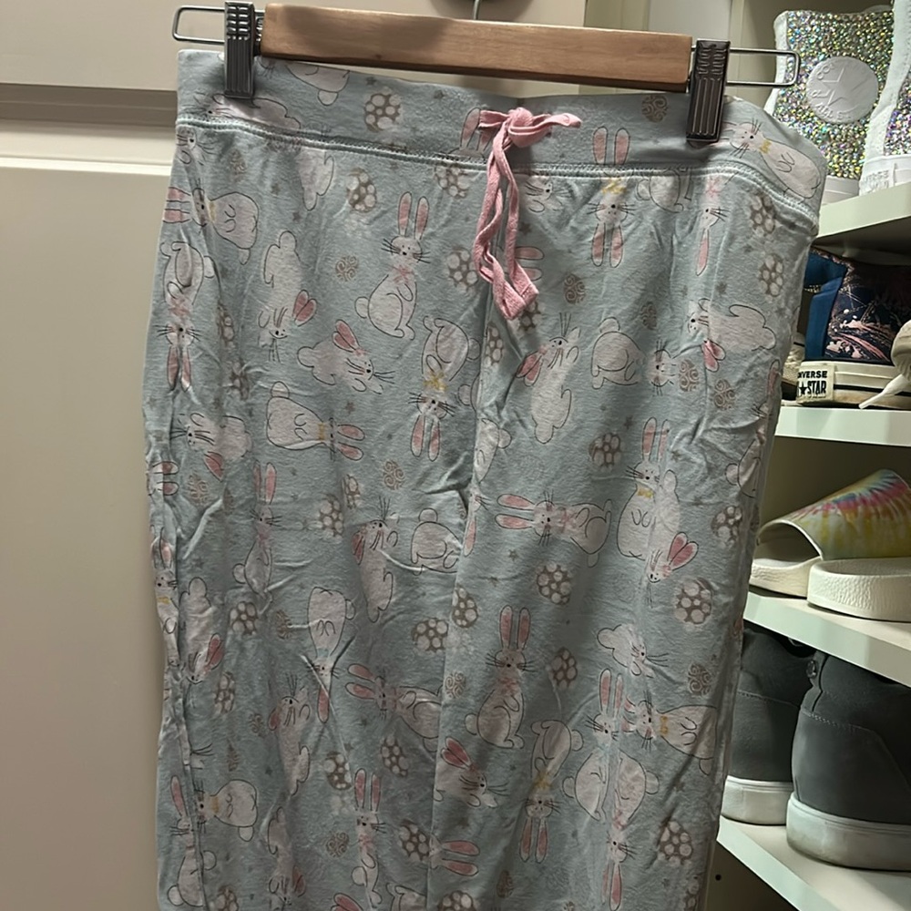 Tabitha Webb pj pants Easter bunnies blue